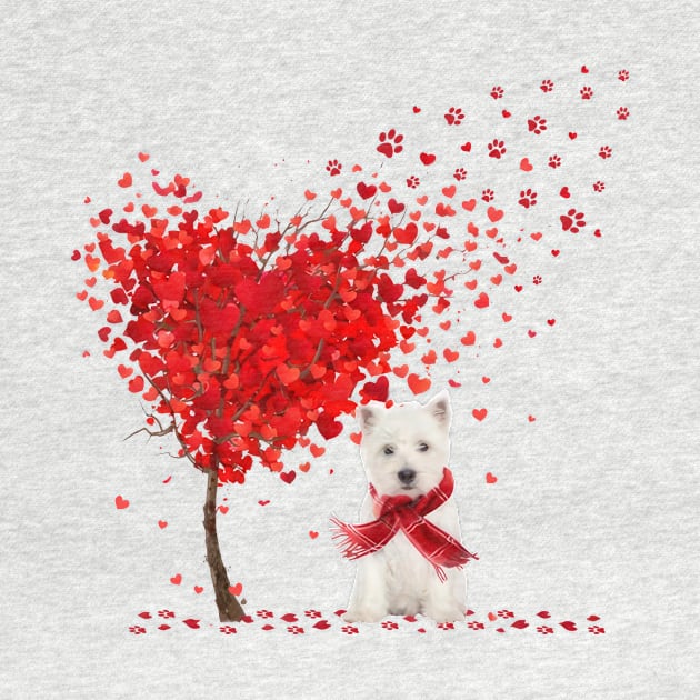 Valentine's Day Heart Tree Love West Highland White Terrier by PlumleelaurineArt